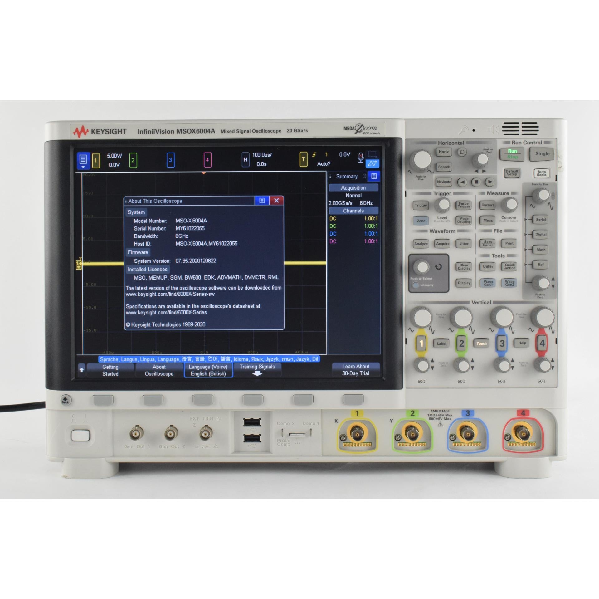 Used of Keysight MSOX6004A Mixed Signal Oscilloscope: 6 GHz, 4 Analog ...